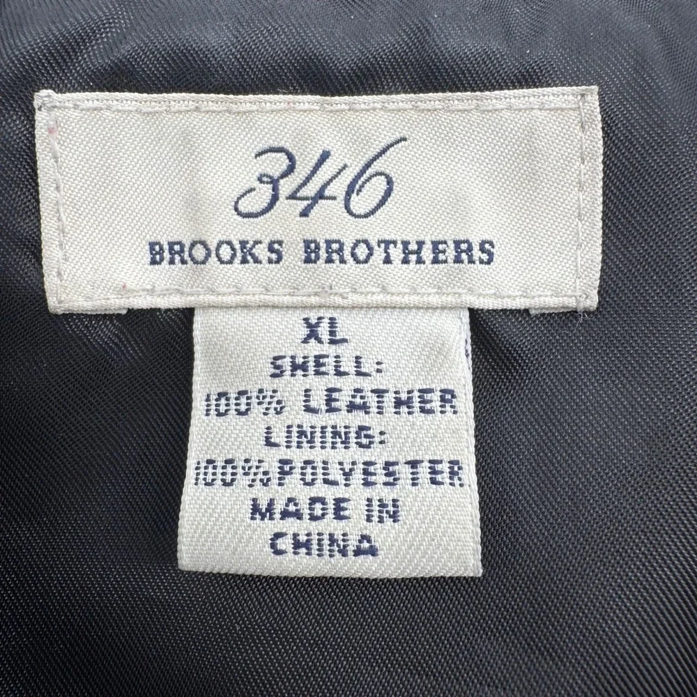 Brooks Brothers 346 Leather Overcoat Mens XL Black Button Front Lightweight Coat